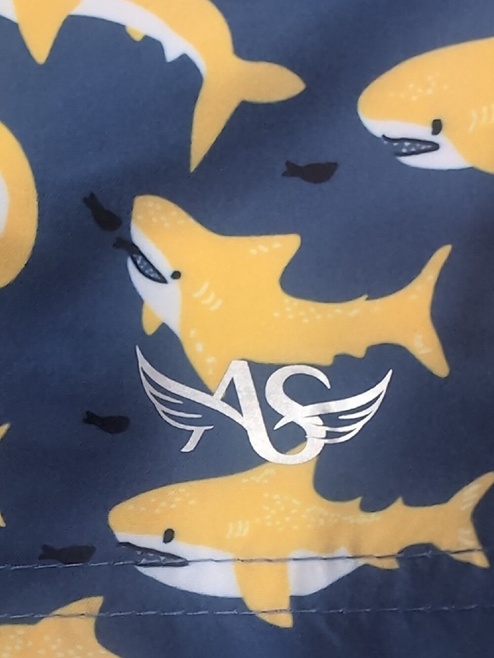 Kids Navy Shark Print Swim Trunks - Picture 5 of 6